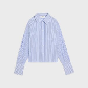 クロップドシャツ / ストライプ入りコットンポプリン