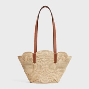 スモール ブレーデッド トリオンフ CELINE クラシック パニエ / ラフィア & カーフスキン