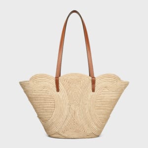 ミディアム ブレーデッド トリオンフ CELINE クラシック パニエ / ラフィア & カーフスキン
