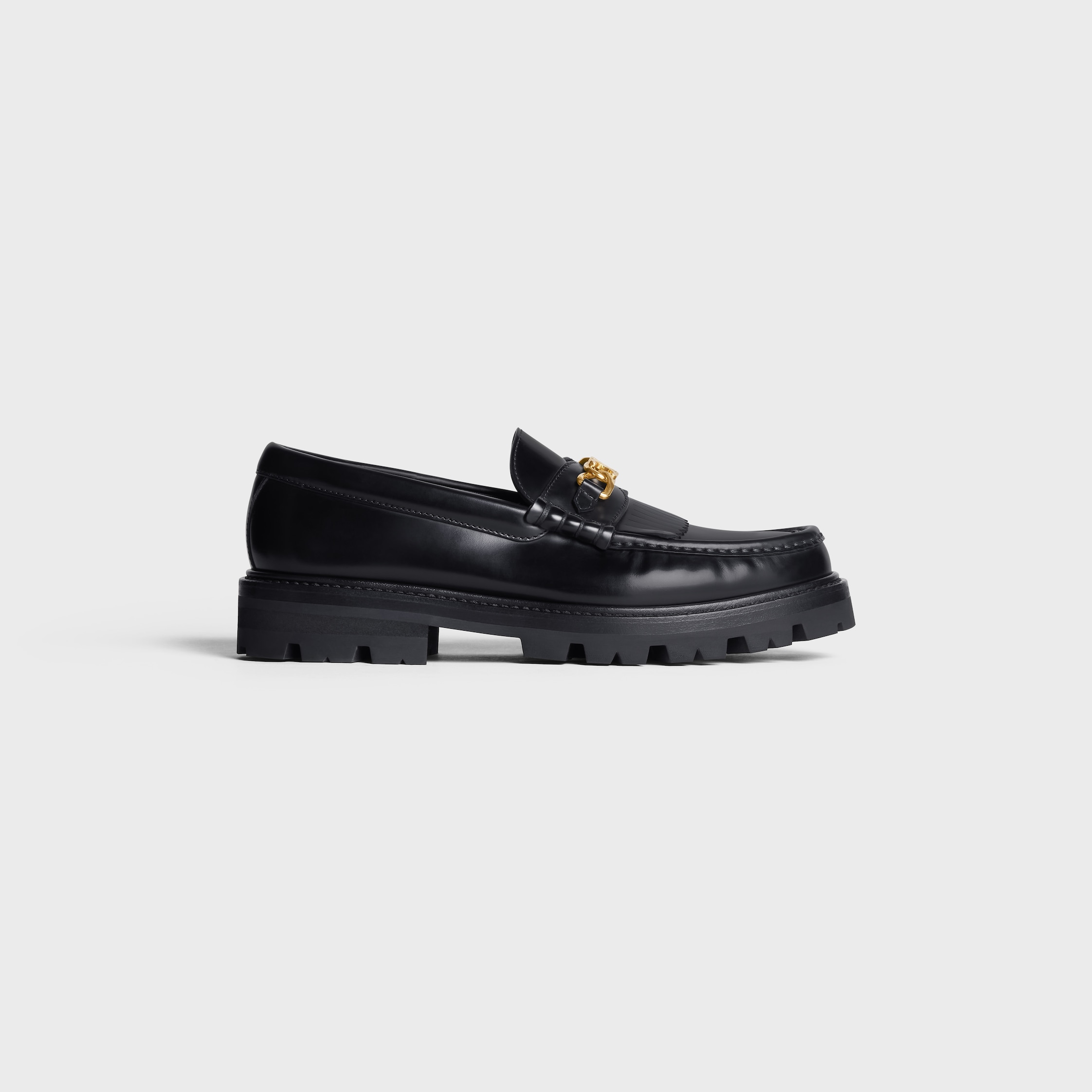 トリオンフチェーン付き CELINE マーガレット ローファー / ポリッシュドブル